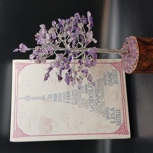 Amethyst Tree On A Wood Base  9 Inches  Gemstone/Feng Shui  (7-1)